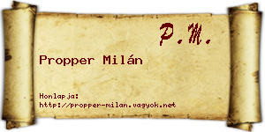 Propper Milán névjegykártya
